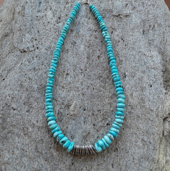Sterling silver,  genuine TURQUOISE necklace - Picture 6 of 8